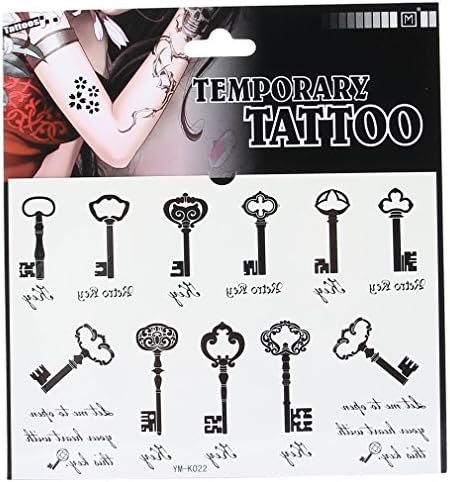 JTC 5 Sheets Women Men Temporary Tattoo DIY Body Makeup Sticker (Key--16.5*5(L*W))