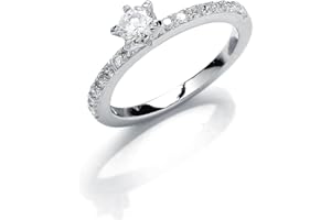 Jewelco London Girls Sterling Silver Cubic Zirconia Shoulder set Solitaire Engagement Ring