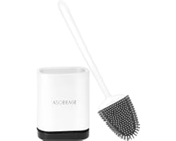 ASOBEAGE Toilet Brush,Deep Cleaner Silicone Toilet Brushes with No-Slip Long Plastic Handle and Flexible Bristles, Silicone T