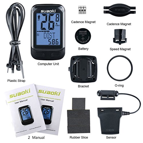 Suaoki 3000 Drahtloser Fahrradcomputer Digitaler Wasserdichter Radcomputer mit Trittfrequenzsensor, Geschwindigkeitssensor, Hintergrundbeleuchtung LCD Display, Kalorien und Temperatur usw. 22 Funktionen - 7