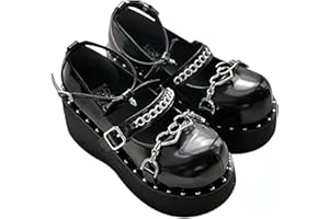 ULALAZA Mary Janes Chaussures à Plateforme pour Femme - Cheville - Escarpins Gothiques à Plateforme - Chaussures à Plateforme épaisse - Chaussures habillées en Cuir Verni