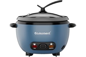 Eamoment ERC-5P07BL 1L | 400W Cuiseurs à riz & insert vapeur Warm & Cook 1-5 personnes marmite à revêtement antiadhésif, cuillère à riz et tasse à mesurer