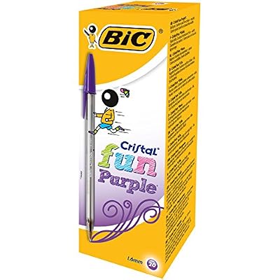 Bic Cristal Fun 1,6 Stylo-bille non rétractable Violet - Lot de 20 stylos