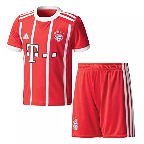adidas Kinder FC Bayern Heim Kit Trikot und Shorts, Fcb True Red/White, 110