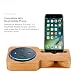 Produktbild HI-QUAL Ständer Halter für Alexa Echo, Lautsprecher Ständer Telefon Halter für Voice Box and iPhone,Lautsprecher Ladeständer, natürliche Bambus Holz Handy Lautsprecher