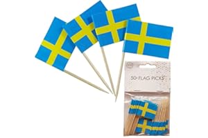 Carpeta 50 Stück * Flaggenpicker + Zahnstocher * für Party und Länderparty | Flag Picks Deko Dekoration Partydeko Fahne Flaggen Länder, Edition: Schweden