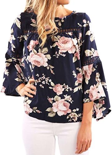 BIUBIONG Women Loose T-Shirt Floral Printed Long Sleeve Casual Blouse Tops, UK 6-12