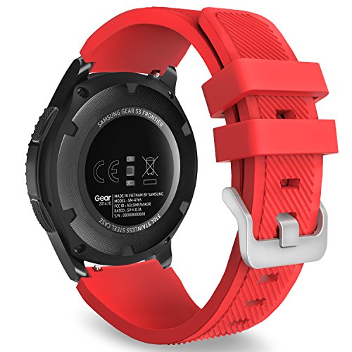 MoKo Samsung Gear S3 Frontier / Classic / Moto 360 2nd Gen 46mm Watch Armband - Silikon Sportarmband Uhr Band Strap Erstatzband Uhrenarmband für Samsung Gear S3 Classic Samrtwatch, Rot (Nicht für Gear S2 Classic)