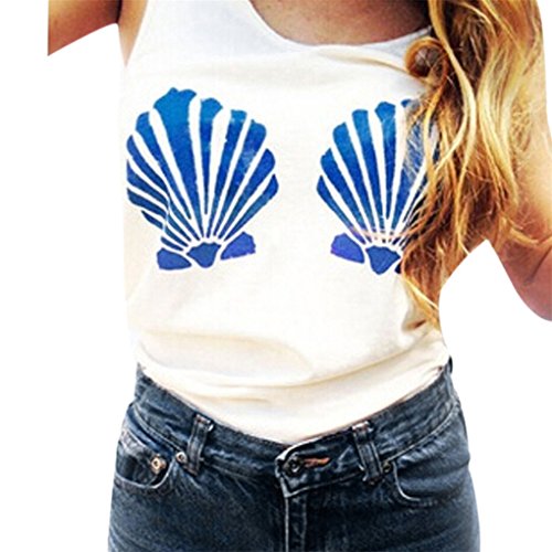 Preisvergleich Produktbild Vovotrade Frauen drucken lose ärmellosen Sommerhemd West (Size:S, Weiß)