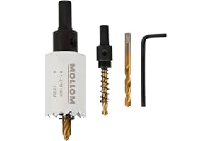 MOLLOM (30mm | 1-3/16") Scie-cloche bimétal HSS M42 avec 8% de cobalt avec 2 forets pilotes et mandrin, coupe lisse pour PVC, plaque de plâtre, bois, plastique, plaque de plâtre, caoutchouc