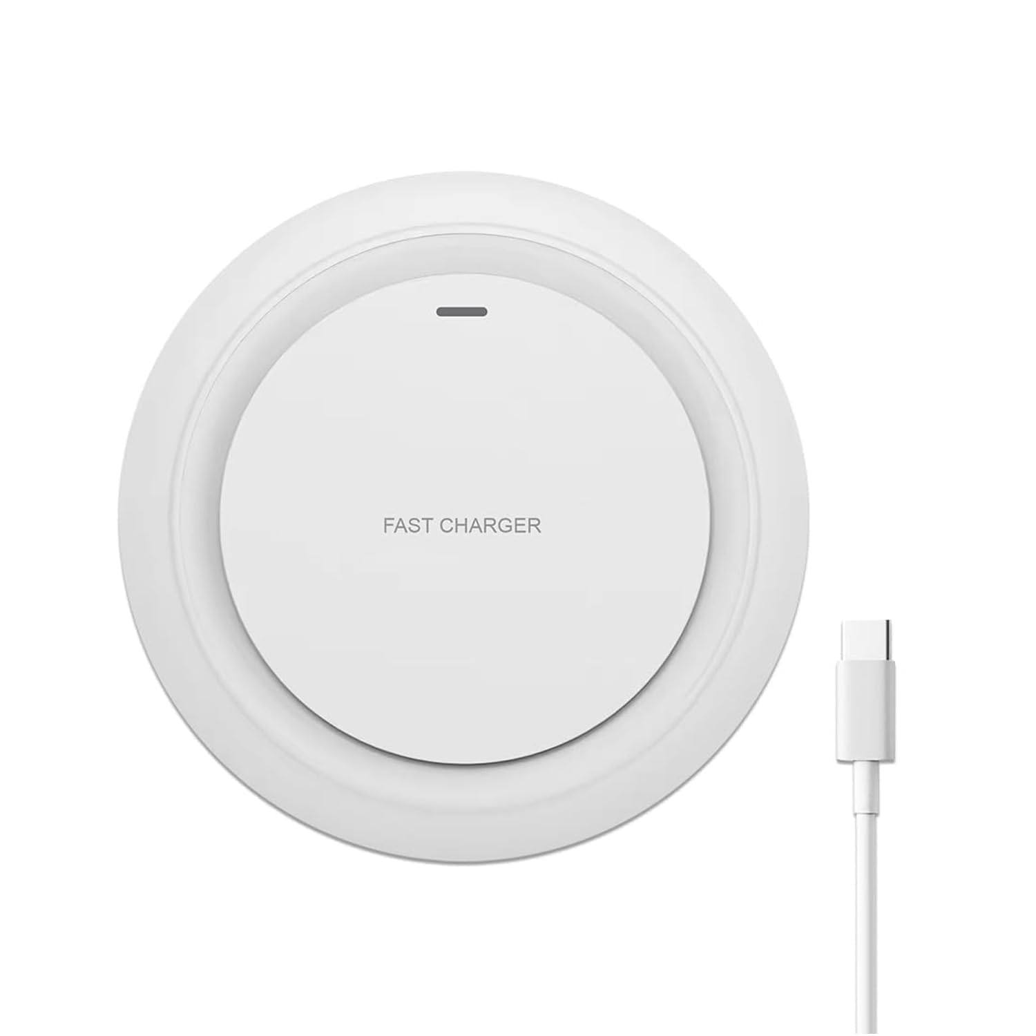 Wireless Charger Compatible for iPhone 15/14/13/12/11/X, Samsung Galaxy S23/S22/S21/S20, One- Plus 9/9 Pro - Fast Charging with USB-C to C Cable - Qi Certified, Universal Compatibility - White