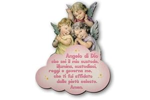 F.LLI BONELLA Fratelli Bonella | Quadro in legno di tre Angioletti in preghiera per Bambina con preghiera Angelo di Dio 11x14 cm | Made in Italy