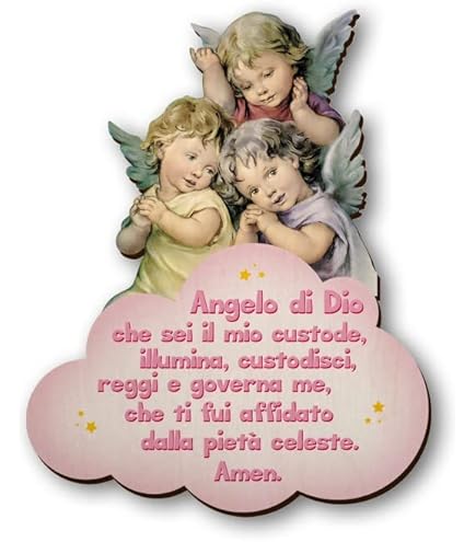 Quadro Angioletti In Legno Con Preghiera - 11x14 Cm, Made In Italy, Per Camera Bambini - Foto 13