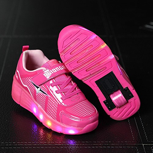 Mr.Ang Skateboard Schuhe mit LED 7 Farbe Farbwechsel Lichter blinken Räder SchuheTurnschuhe Jungen und Mädchen Flügel-Art Rollen Verstellbare neutral Kuli Rollschuh Schuhe - 4