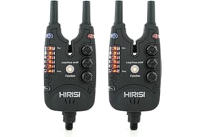 ‎HIRISI TACKLE Hirisi Tackle Wasserdichter Bissanzeiger zum Karpfenangeln, mit 9 LEDs und Lautstärketon-Empfindlichkeitseinstellung, Angelzubehör