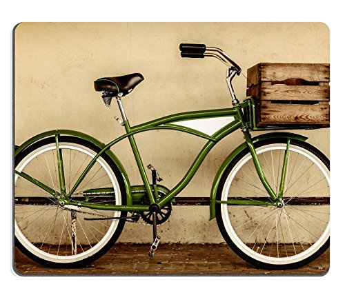 Liili Mauspad Naturkautschuk Mousepad im Retro-Stil Sepia Bild von einem Vintage Beach Cruiser Fahrrad mit Holzkiste Bild-ID 21576496