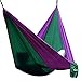 Produktbild Hängematte Camping Hammock Single/Double Parachute, leicht und tragbar, mit extra Schlafaugenmaske Augenbinde Blindfold für für Outdoor/Camping/Reisen (Single, Dunkelgrün/Lila)