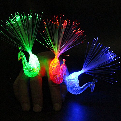 Hrph 10pcs Peacock Finger-Nachtlichter Farbe LED-Lampe für Kinder Optical Fiber-Finger-Licht Educational Kunststoff-Finger-Spielzeug - 4