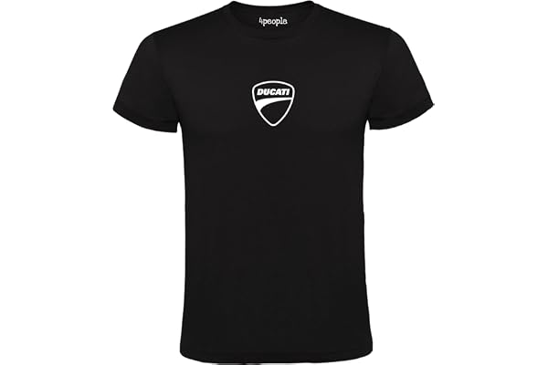 4people T-shirt noir avec logo Ducati 100 % coton pour homme Tailles S M L XL XXL