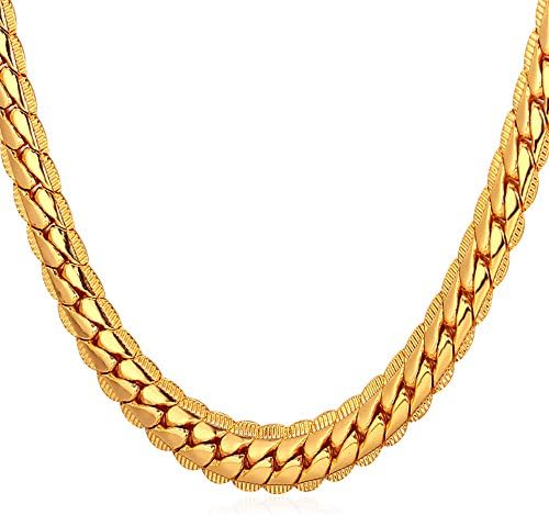 U7® 18K Stamp Gold Plated Snake Chain Necklace Men Jewellery Platinum/Rose Gold Plated 26'' Optional (18 IN, 18ct Yellow Gold)