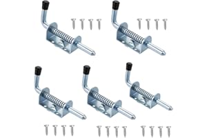 SSYANG 5 Pcs Targette A Ressort,Verrou à Ressort Loquet A Ressort Inox,Boulons à Ressort En Acier avec poignée et vis,Pour portail de cour,abri de jardin,garage 130x30x10mm