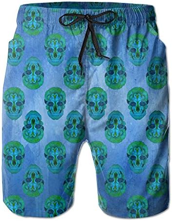 Jertfdger Peacock Skull Men's Boardshorts Printed Quick Dry Board Shorts M