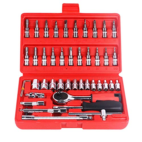 Preisvergleich Produktbild Tree-on-Life Professionelle 46 Stücke Kombinationssockel Set Ratsche Drehmomentschlüssel Auto Reparatur Handwerkzeuge Auto Hülse Kombinationswerkzeug