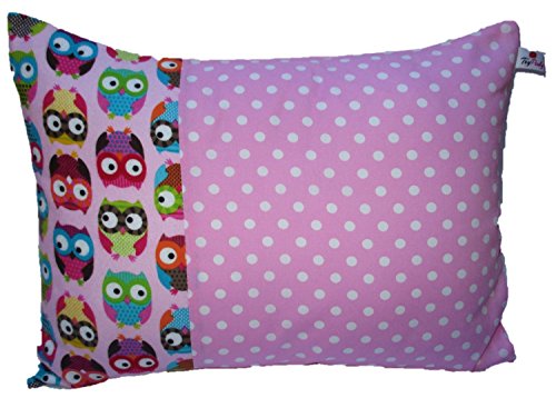 Kissenhülle 30 X 40 cm "Eulen Rosa Punkte Flanell" Kissenbezug für Kissen 100 % Baumwolle BW Kinderzierkissen Mädchen Jungen von TryPinky Handmade Owl Weich