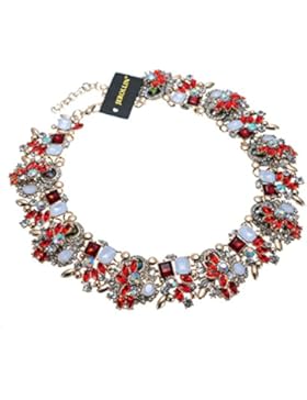 Fashion bunt perlen Kristall Strass Halsband Anhaenger Halskette Statement-Kette