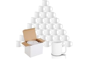 shine planet 36 x Sublimation Mugs Blank 11oz White Sublimation Coffee Mugs Large Handle Sublimation Cups with Gift Boxes