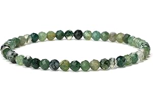 Landorilo Bracciale in Pietra Naturali da 4 mm, Braccialetti Elastico Yoga per Uomo e Donne, Bracciali Portafortuna, Regalo Creativo di Gioielli con Perle di Ricambio