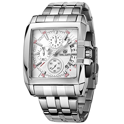 Megir Militr Herren Armbanduhr Stoppuhr Edelstahl Armband Exklusives Quadratisches Zifferblatt Megir Militr Herren Armbanduhr Stoppuhr Edelstahl Armband Exklusives Quadratisches Zifferblatt