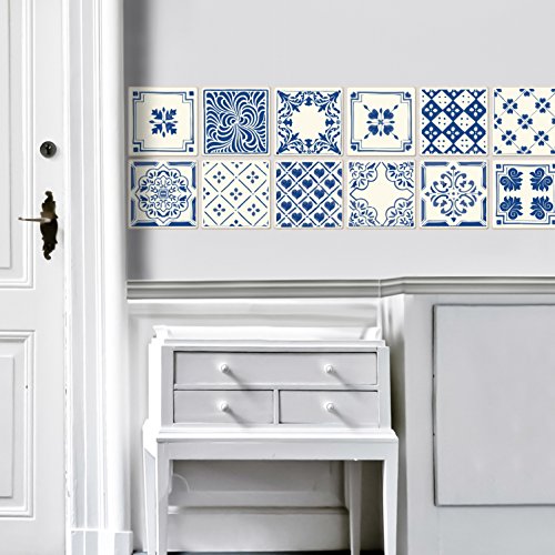 Dekorative Stickerfliesen mit tollen Motiven und Ornamenten für Wände und Fliesen | 12er Set | seidenmatt | 15x15cm | Fliesenaufkleber - 2