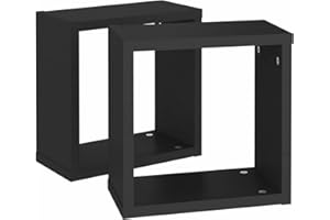 Gecheer 2 STK. Würfelregale Hängeregal Cube Wandboard Freischwebend, Wandregal, Schwarz 30x15x30 cm
