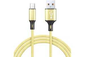 GEELIGE Micro USB Cable 2M 3A Android Charger Cable Fast Charging Cable Nylon Charger Lead Compatible for Samsung Galaxy S7/ S6 edge/ S5/ J7/ J5/ J3/ Note 5/ A10, Sony, Huawei, Motorola, Xbox, PS4- Gold