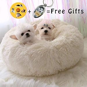 Lamzoom Cama para Mascotas Deluxe para Gatos y Perros pequeños y medianos con cojín Suave Redondo u Ovalado para Nido de Donut, Cama para Mascotas y Gatos para Gatos y Perros pequeños