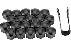 Cretty-Meet 20pcs Plastic Wheel Bolt Nut Cap Universal Tyre Nut Covers with Removal Tool Set for Cars, Black (17 mm)