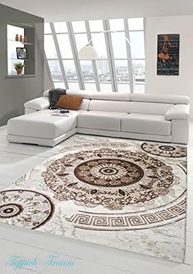 Designer Tapis Lurex crème à motifs classique Beige Brown (Traumteppich) Größe 160x220 cm