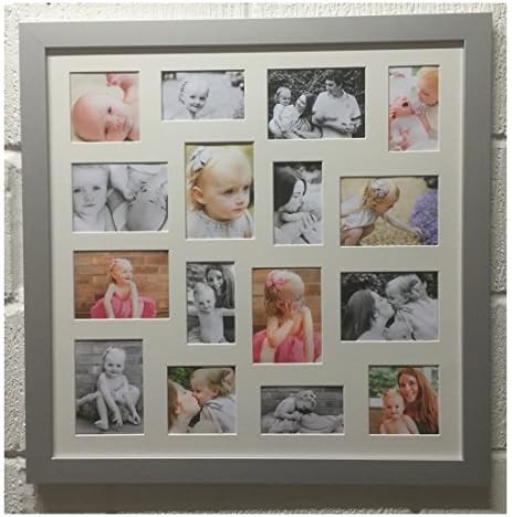 pictures direct Large Square Bevel Cut Mount Multi Aperture Photo Picture Frames Buddy Modern Silver