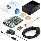 Globmall Raspberry Pi 3 Modello B Starter Kit e 32GB Micro SD Card con NOOBS, Black Case e Power Supply 5V 2.5A con Switch