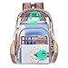 Produktbild FOSTAK Klar Rucksack Durchsichtig Schulrucksack Transparent PVC Tasche Bookbag Reiserucksack Clear Beutel Outdoor Organizer mit Cartoon-Muster Fit 15,6 Zoll Laptop/Macbook,Rosa
