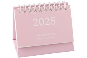 Tabanzhe Mini Desk Calendar 2025 Tabletop Flip Calendar 15 Months Standing Small Cute Calendar Monthly Schedule Planner Time Manager for Home Office School Student(Pink)