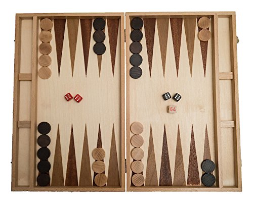 Preisvergleich Produktbild ROMBOL Backgammon, Kassette, 40 cm, Intarsie, Holz, Reisespiel