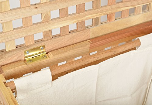 Wäschekorb Doppelkammer Wäsche Truhe 67 cm Höhe Badmöbel Massiv Walnuss Holz - 5