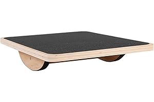 HENGJIERUN Planche d'équilibre, planche d'oscillation en bois rectangulaire avec patin antidérapant, équipement d'entraînement à l'équilibre professionnel pour planche à bascule, supporte jusqu'à 350 lb