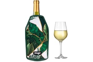 NEWGO® Wine Cooler Sleeve, Reusable Wine Ice Pack Sleeve with Protector, Rapid Cooling Insulator Bottle Chiller for Champagne Burt White Red Wine, Beer (Plant)