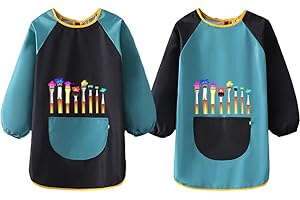 Tixlux Delantal Infantil Pintura, Delantal de Pintura Impermeable para niños, Manga Larga con Bolsillo para niñas y niños de 5 a 12 años para Pintar, Comer, Jugar