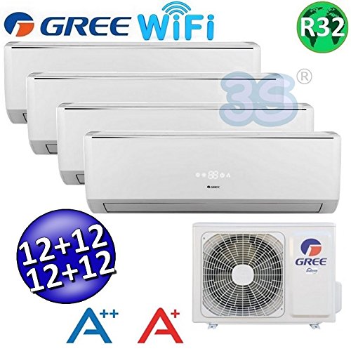 Climatizzatore inverter quadri split LOMO Wi-Fi 12000 + 12000 + 12000 + 12000 Btu GREE R32 classe A++/A+
