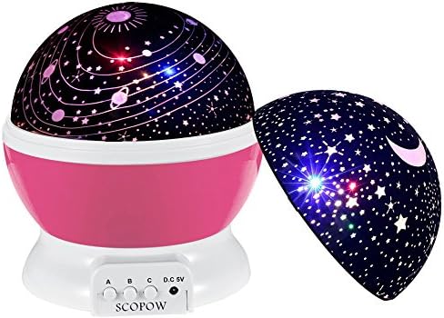 Baby Star Light Projector,SCOPOW 360 Degree Rotating LED Night Light Projector Gifts Toys For Girl Kids Children Christmas Birthday(Pink)