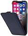 Produktbild StilGut Leder-Hülle kompatibel mit iPhone XS/iPhone X UltraSlim Flipcase, Dunkelblau Nappa